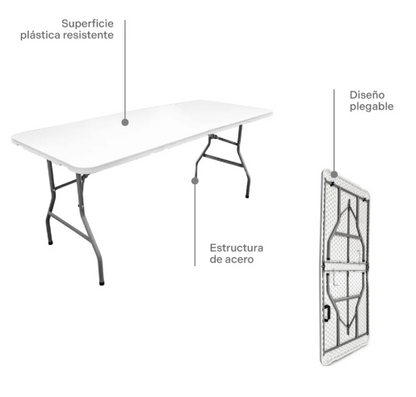 Mesa plegable tipo portafolio 180 cm